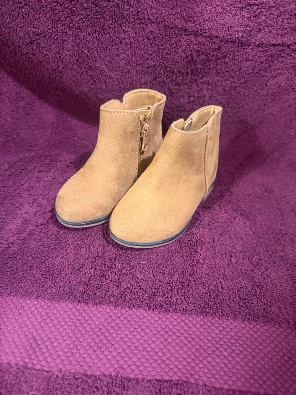 Cat & Jack Kids Tan Suede Side-Zip Ankle Boots